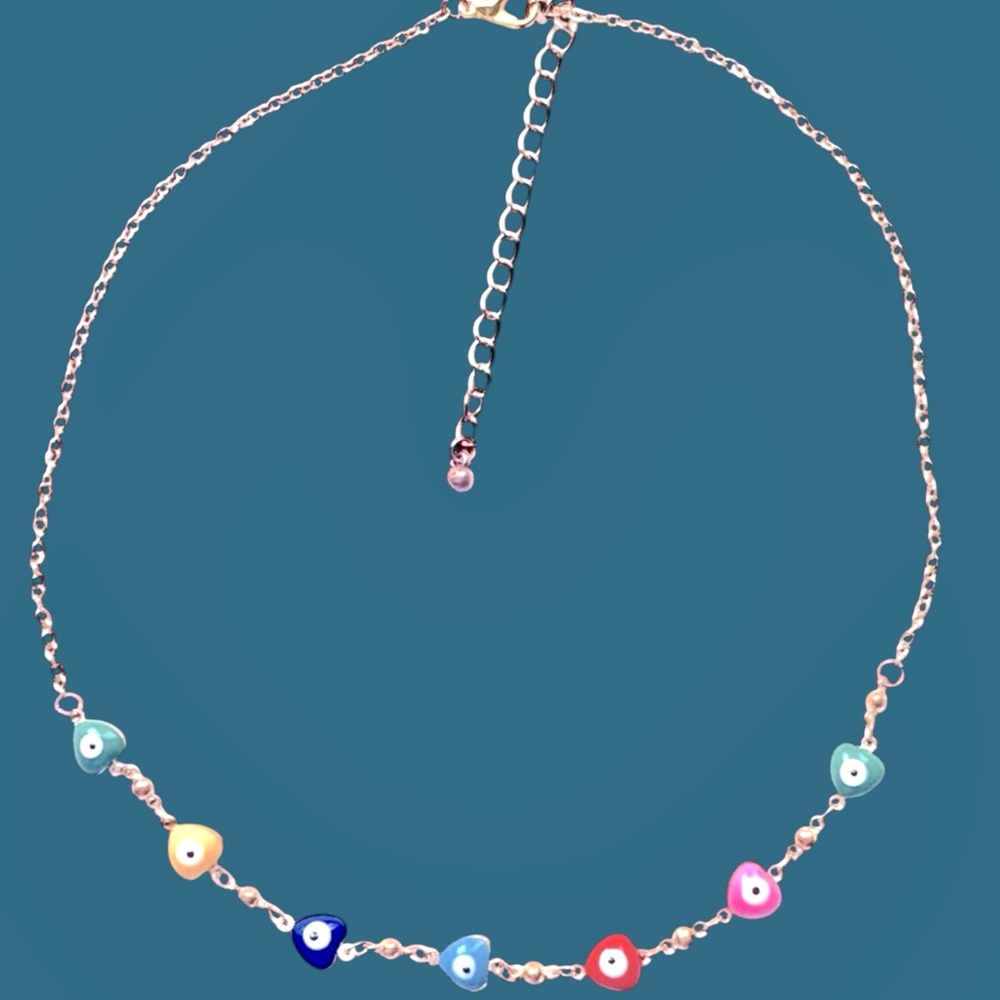 Colorful Evil Eye Heart Necklace - Picture 4 of 4